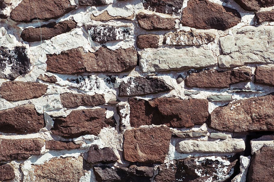 walls, bricks, structures, grout, brown, white, patterns, full frame, HD wallpaper