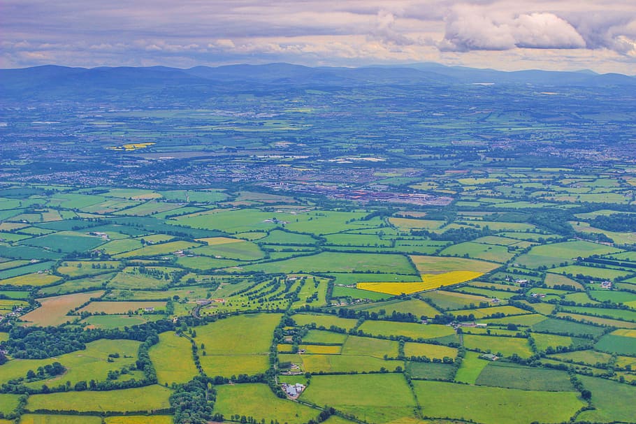 aerial photography of field, ireland, landscape, fields, dublin HD wallpaper