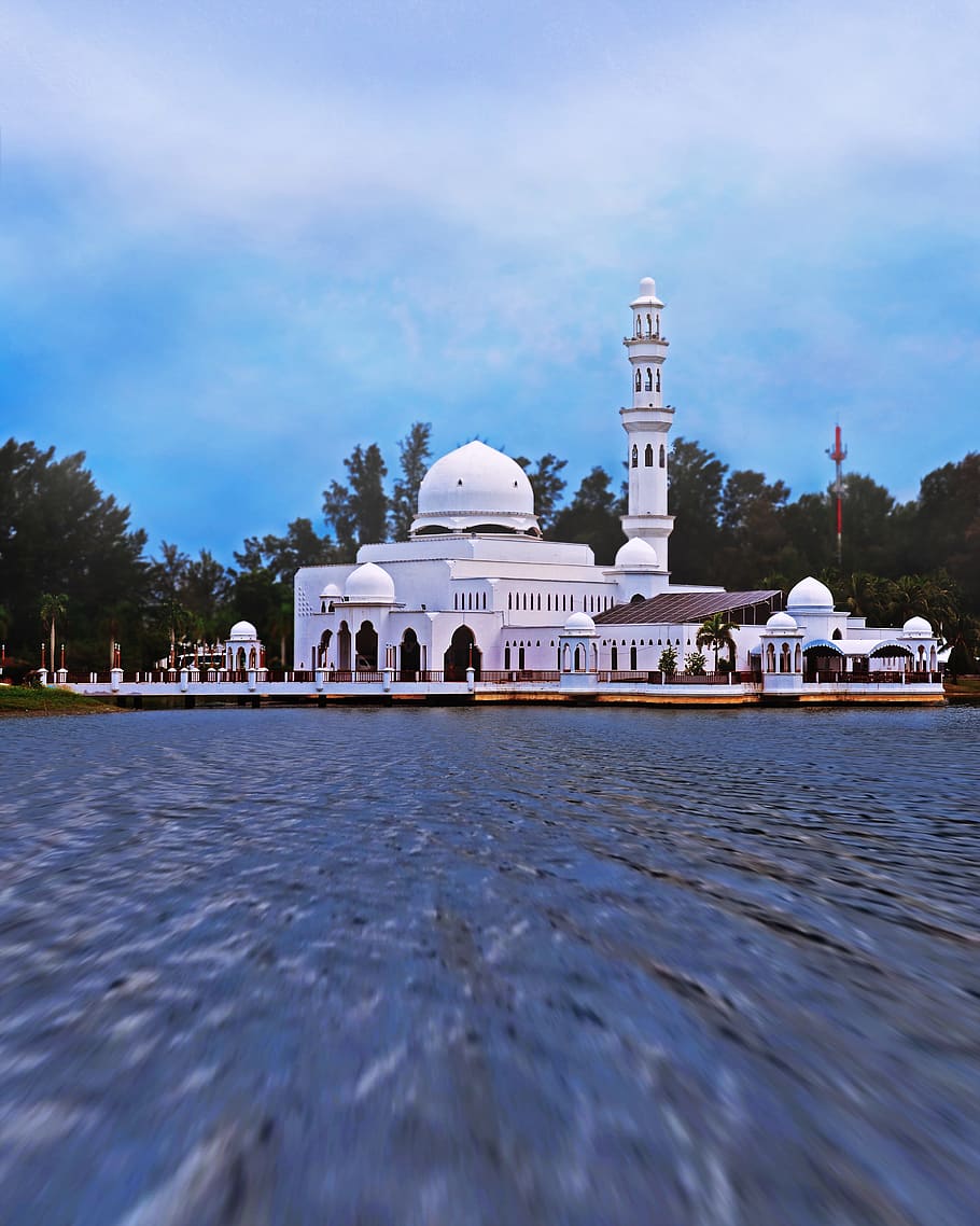 Mosque, Float, Building, Islam, Muslim, floating, asia, sky, HD wallpaper