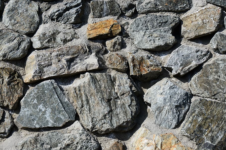 gray rocks, stones, stone wall, background, full frame, backgrounds HD wallpaper