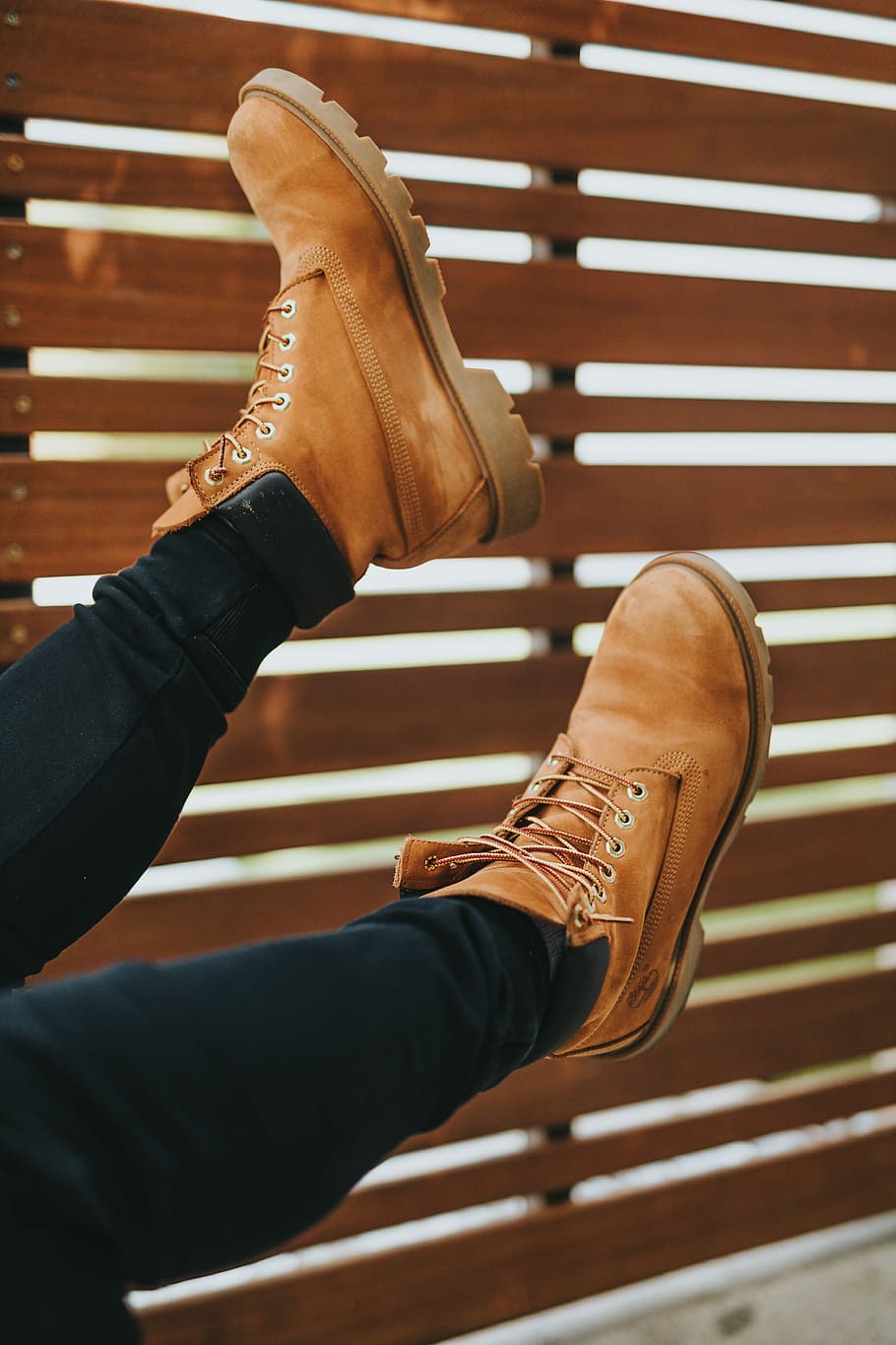 person in black pants, person showing workboots, leather, shoe HD wallpaper