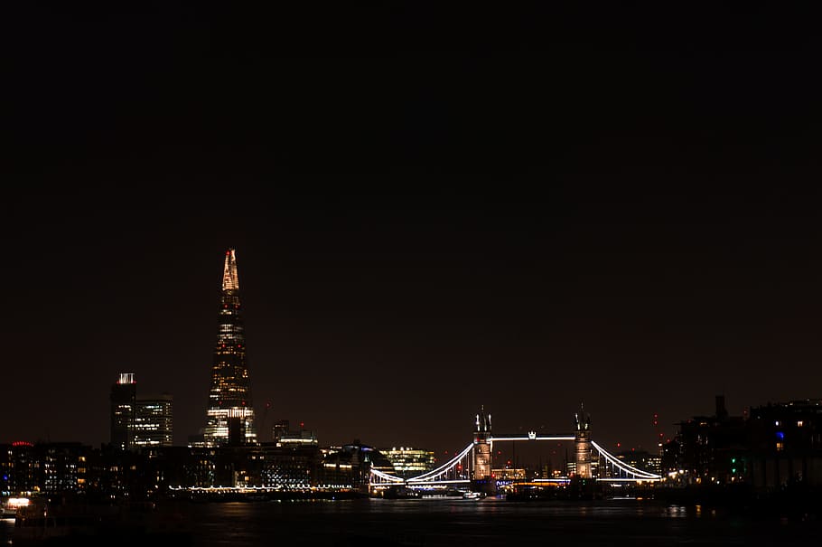 architecture, buildings, infrastructure, dark, sky, bridge HD wallpaper