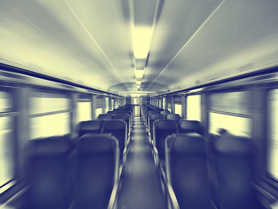 train, trip, transportation, empty, isle, speed, station, travel HD wallpaper