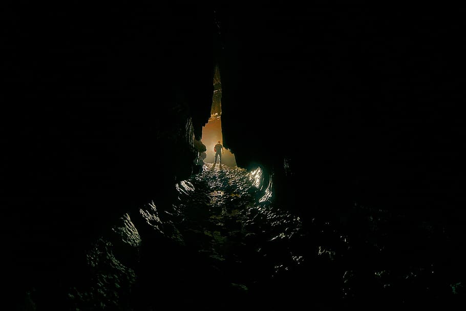 river, underground, backlighting, potholing, cave, gulf, cavity HD wallpaper
