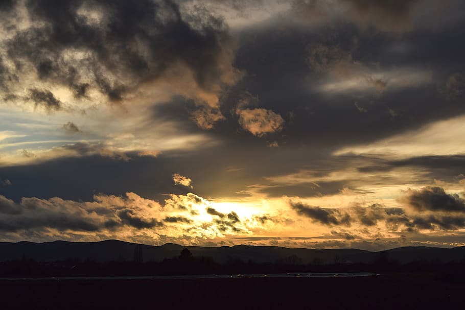 clouds, dramatic, mood, sunset, nature, landscape, forward HD wallpaper