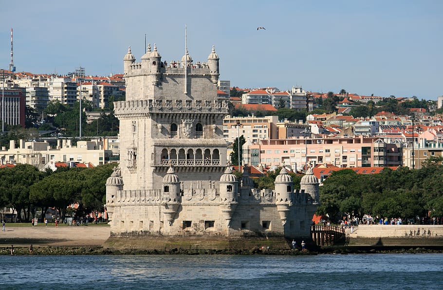 white castle, belém tower, lisbon, portugal, architecture, built structure, HD wallpaper