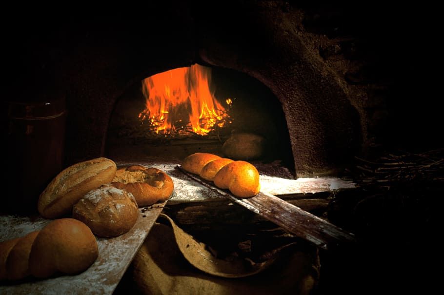 Oven, Bread, Wood, Fire, Homemade, Bakery, wood fire, cooking, HD wallpaper