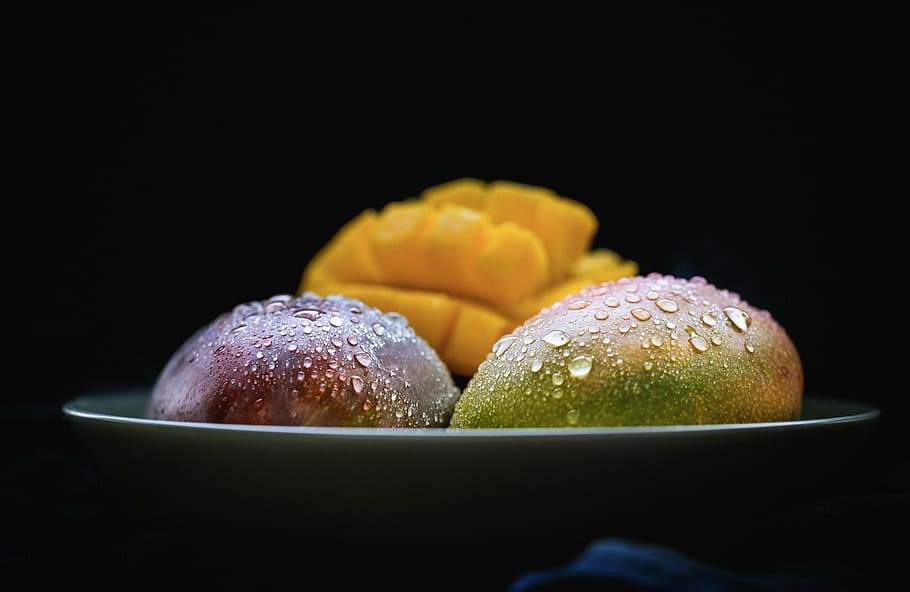 sliced of mango fruit, still life, food photography, snack, bakery, HD wallpaper