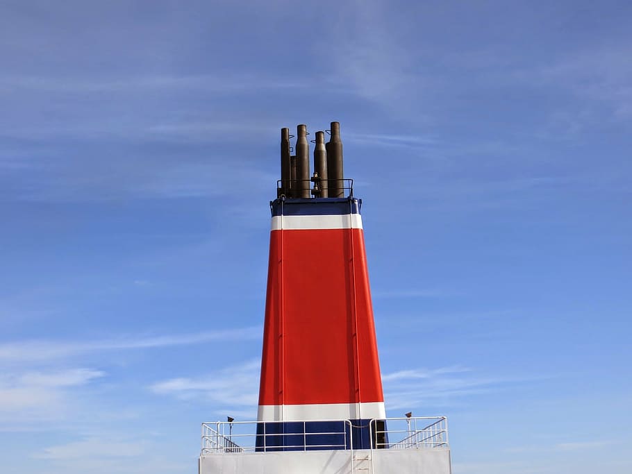 ship, chimney, steamer, red, built structure, architecture HD wallpaper
