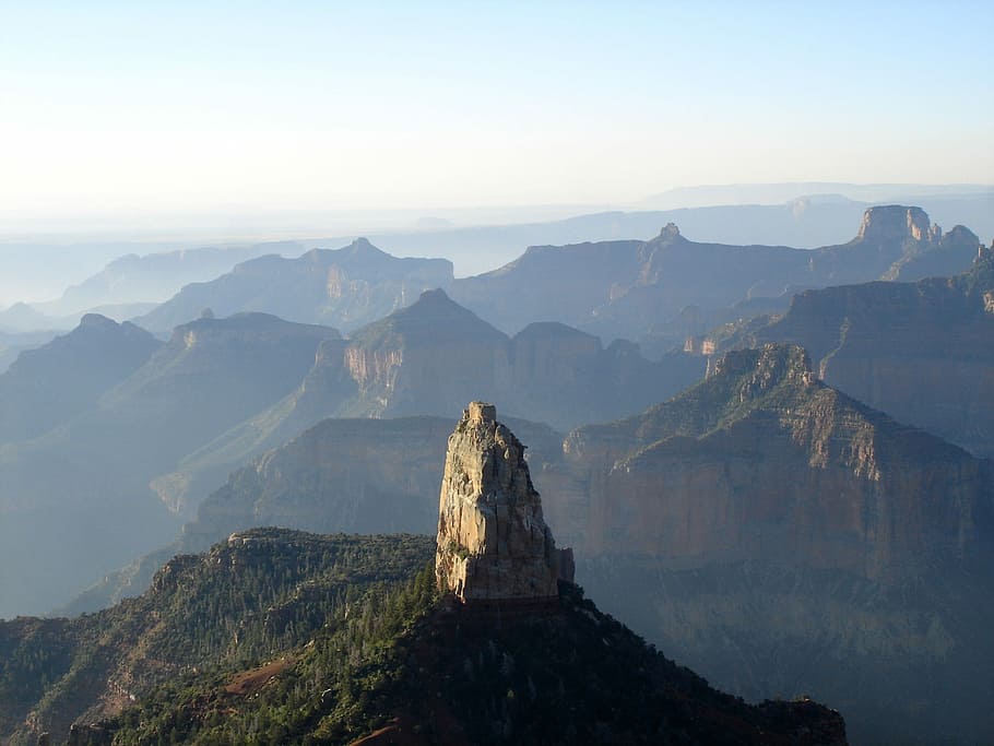 Foggy Grand Canyon Landscape in Arizona, photos, hills, nature, HD wallpaper