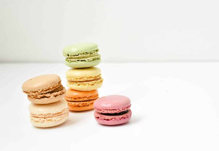 HD wallpaper: five macaroons on white