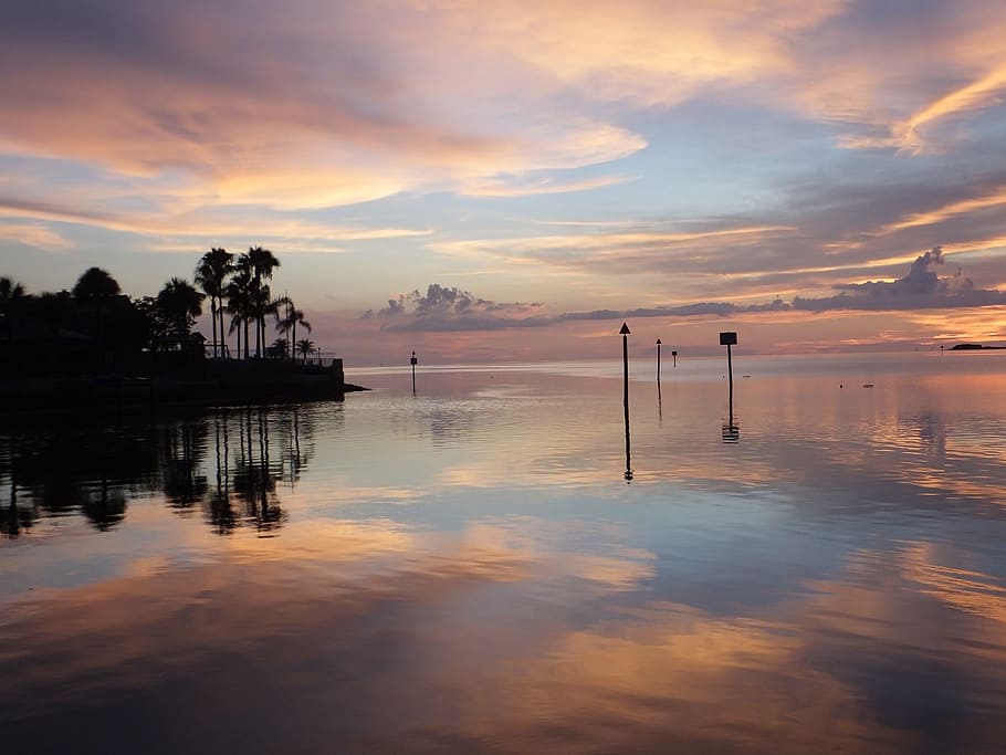 sunset, reflections, sea, ocean, sky, dusk, water, beauty in nature HD wallpaper