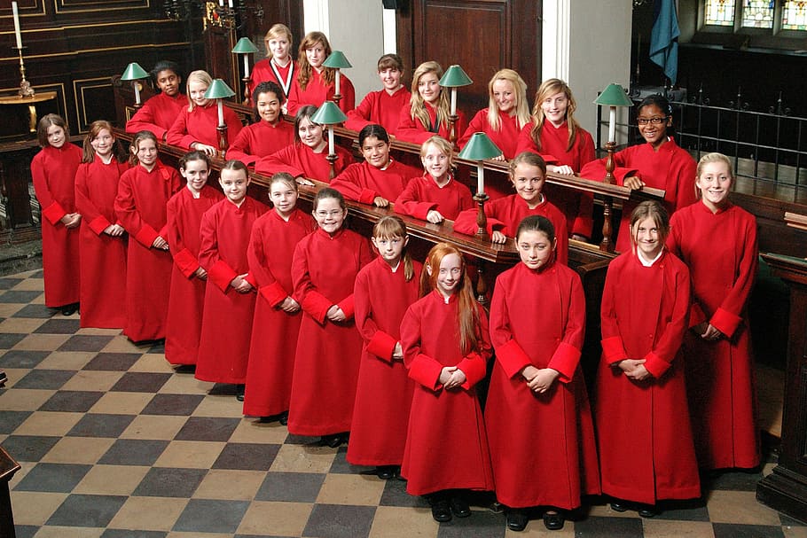 group photo of choir inside church, all saints, girls, northampton, HD wallpaper