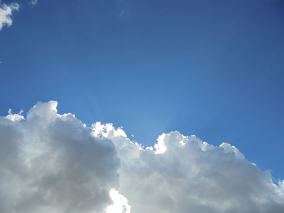 Clouds, Sunbeams, Nature, Blue, Sky, weather, day, outdoors HD wallpaper