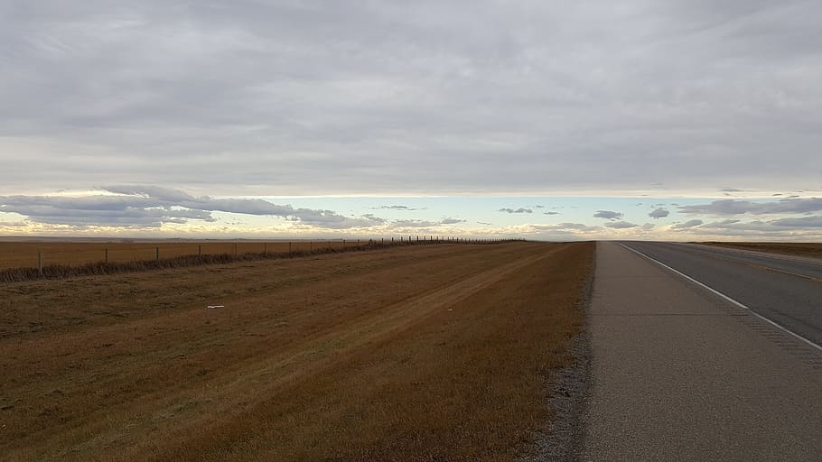 alberta, prairie, fields, wheat, prairies, horizon, flat, road HD wallpaper