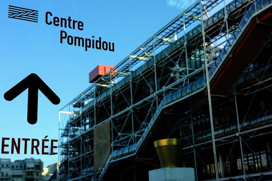 center pompidou, paris, france, architecture, facade, plexiglas, HD wallpaper