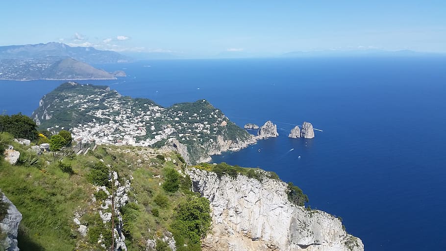 Island, Capri, Italy, Travel, mediterranean, landscape, europe, HD wallpaper