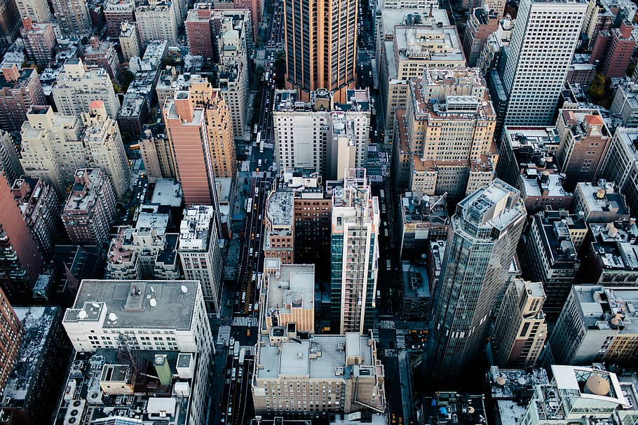 bird's eye view photography of gray buildings, aerial photography of city buildings, HD wallpaper
