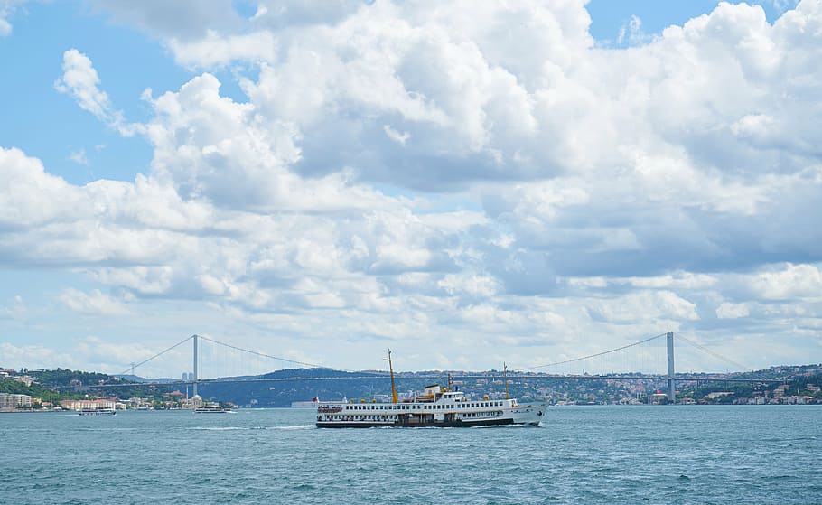 landscape, istanbul, turkey, peace, marine, blue, cloud, sky, HD wallpaper