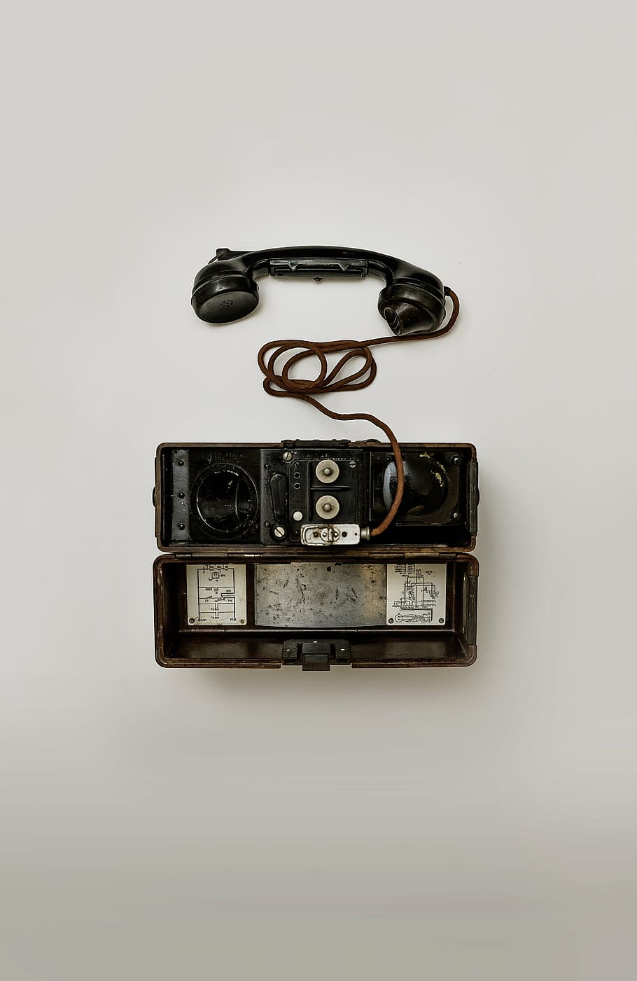 black telephone on white surface, electronic, technology, communication HD wallpaper