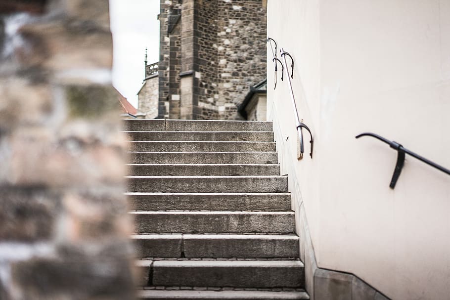 Old Town Stairs, architecture, castle, church, city, streets, HD wallpaper
