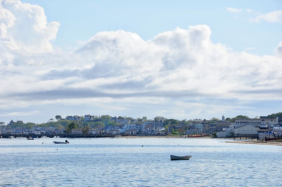 provincetown, harbor, clouds, boat, water, cape, cod, massachusetts, HD wallpaper