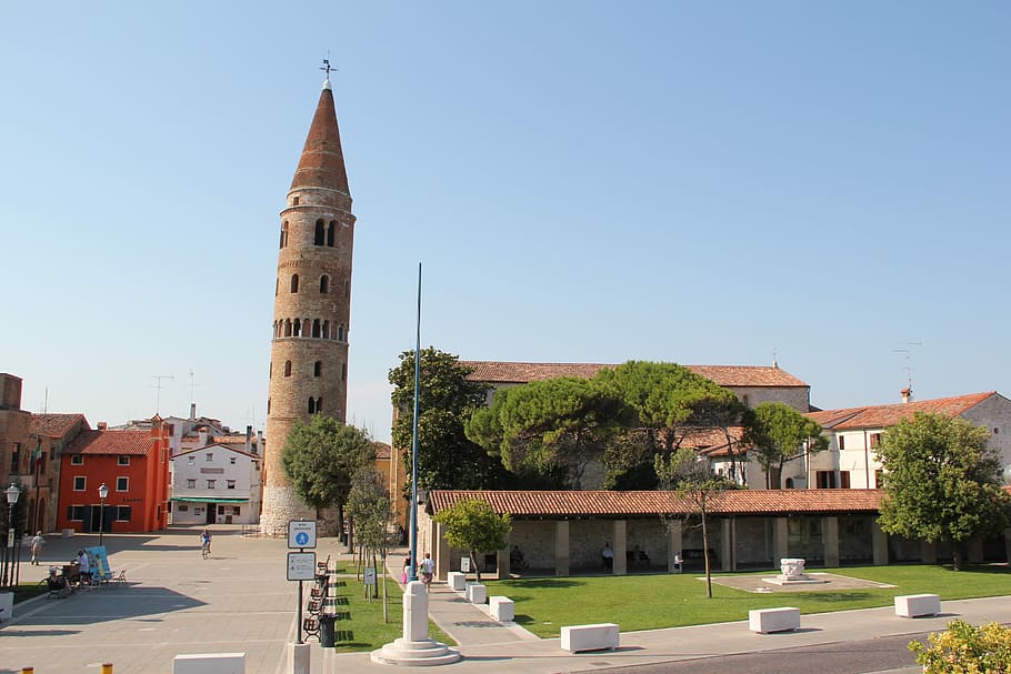 Caorle, Bell Tower, Campanile, Italy, church, architecture, HD wallpaper