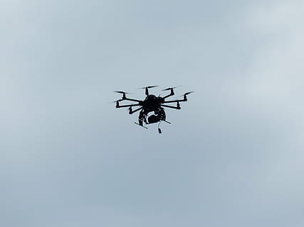 black drone flying at daytime, hexacopter, helicopter, model HD wallpaper