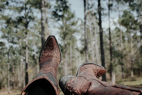 selective focus photography of person wearing cowboy boots, boots, tree, forest, nature, cowboy boots, explore HD wallpaper