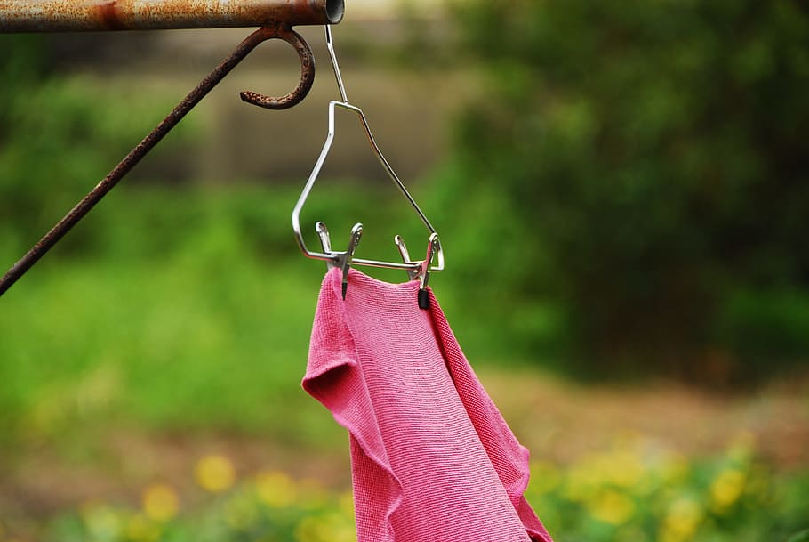 clothes rack, towel, iron frame, focus on foreground, hanging HD wallpaper