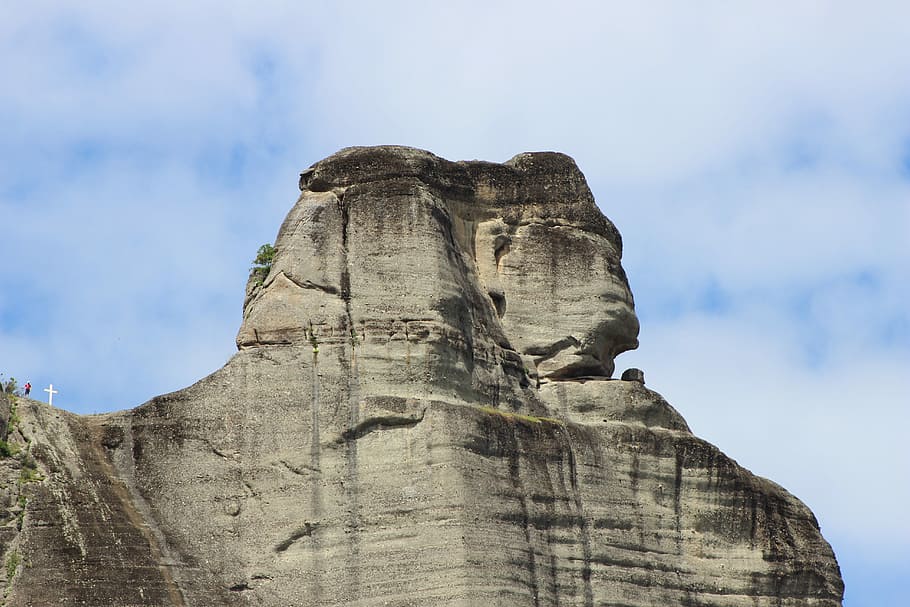 Meteora, Rocks, Sphinx, Greece, day, travel destinations, statue HD wallpaper