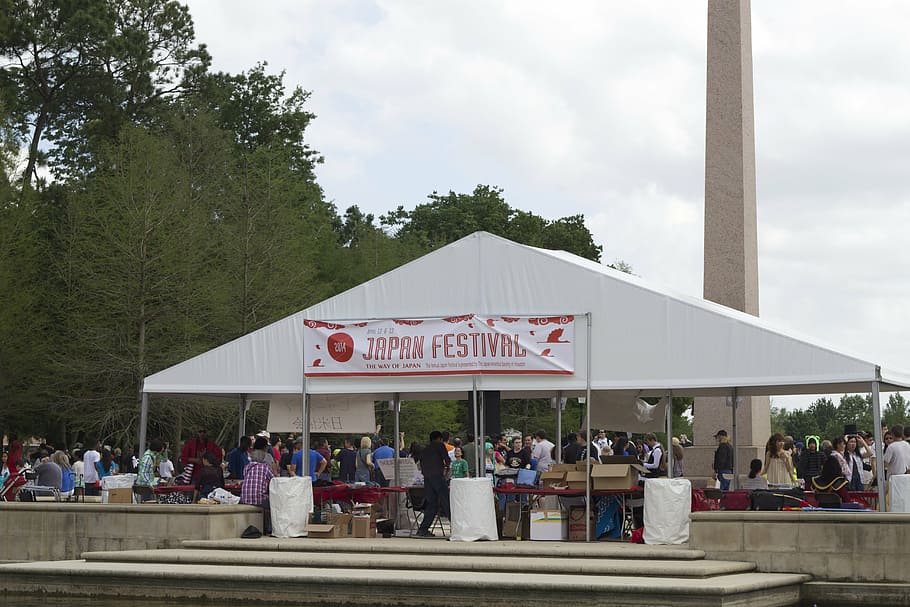 booth, day, activity, urban, public, japanese festival, group of people HD wallpaper