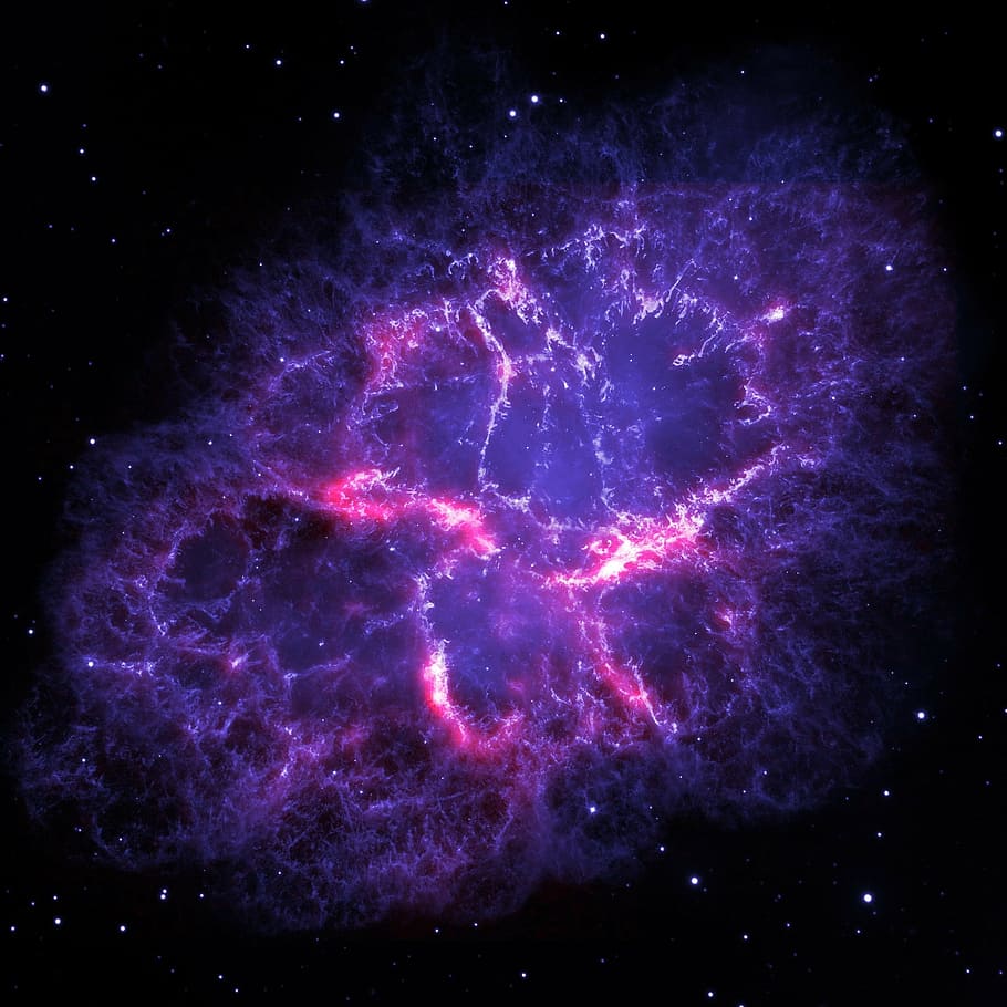 purple galaxy, crab nebula, space, m1, ngc 1952, taurus a, glow