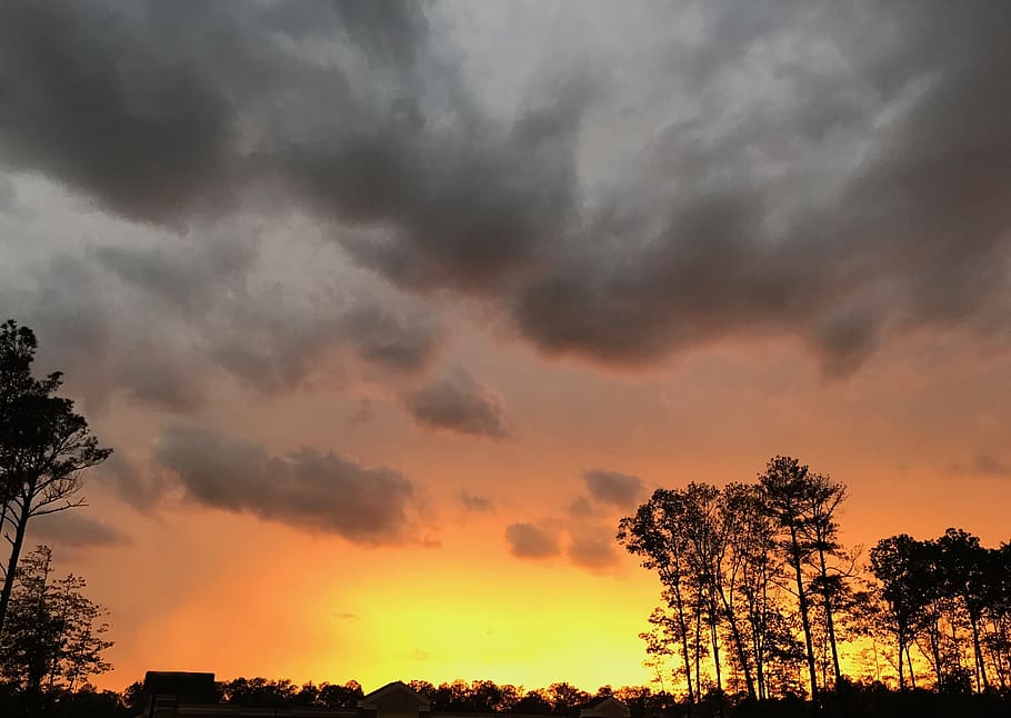 storm, sunset, sky, clouds, dusk, twilight, mood, weather, thunderstorm HD wallpaper