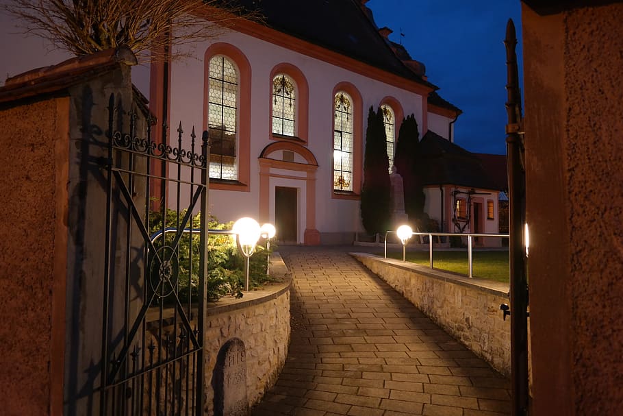 away, goal, intake, input, church, steeple, at night, illuminated HD wallpaper