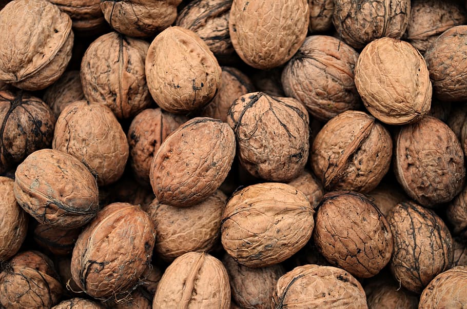brown coffee seed lot, walnuts, fruit, a collection of, food, HD wallpaper