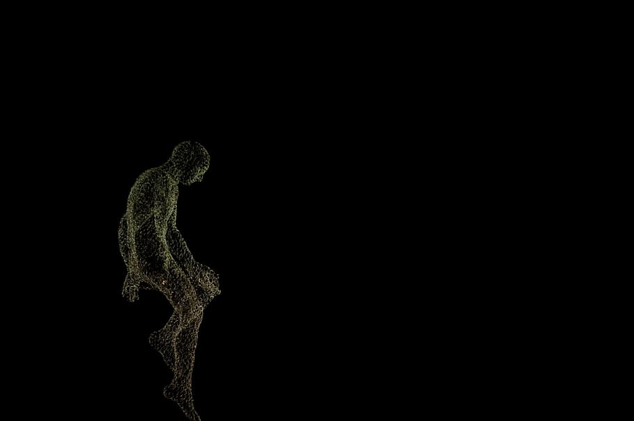 Sculpture, Lighting, man, black background, one animal, animal themes HD wallpaper