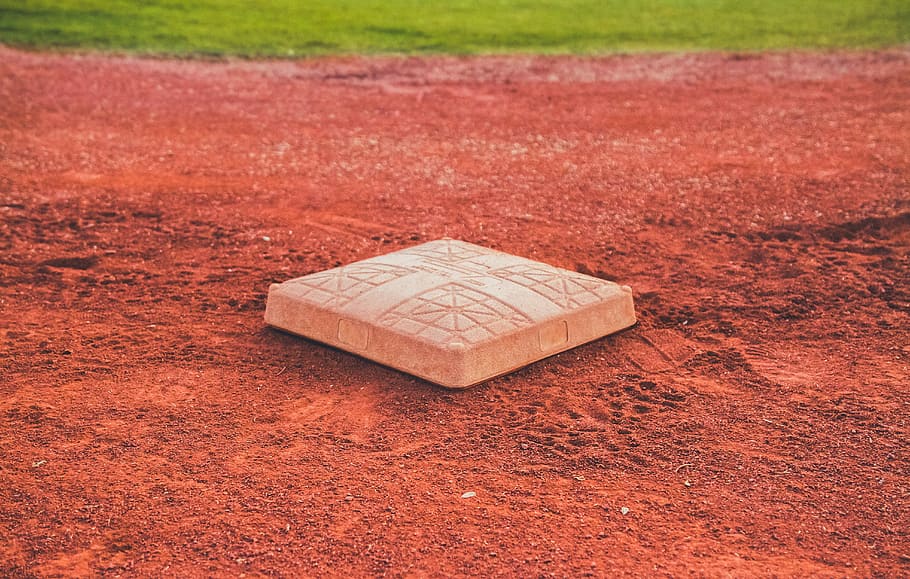 square brown concrete baseball base on soil, baseball base, sand HD wallpaper