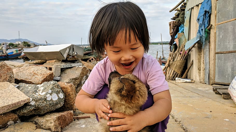 kid, quy nhon, boat, childhood, mammal, real people, pets, domestic, HD wallpaper