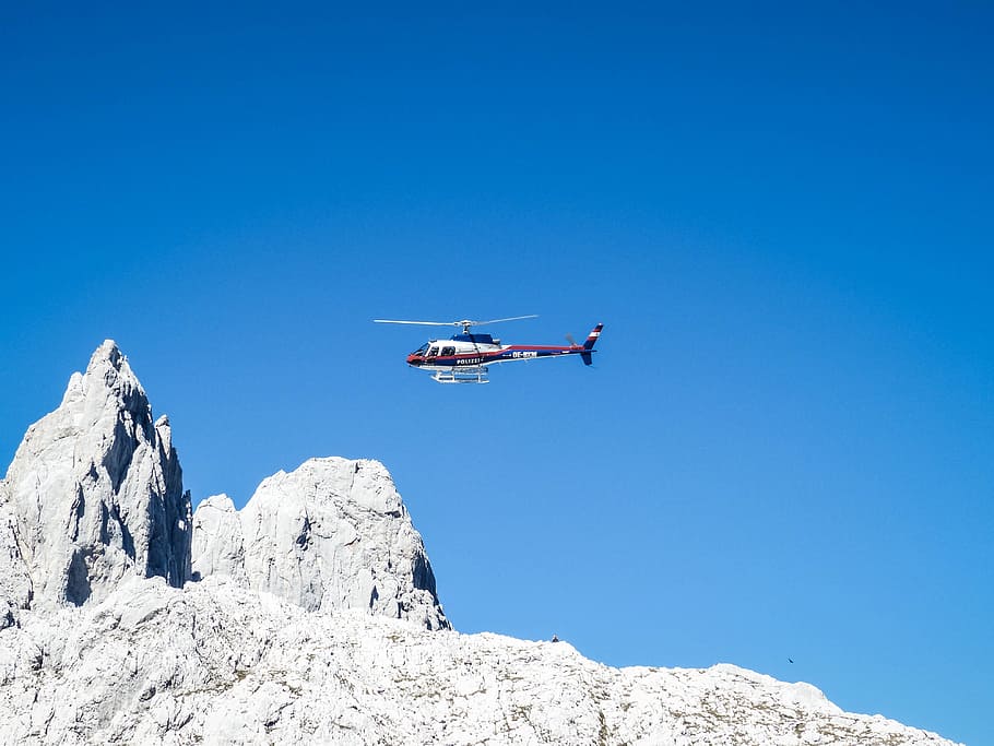 Helicopter, Police, Mountain Rescue, kaiser mountains, alpine, HD wallpaper