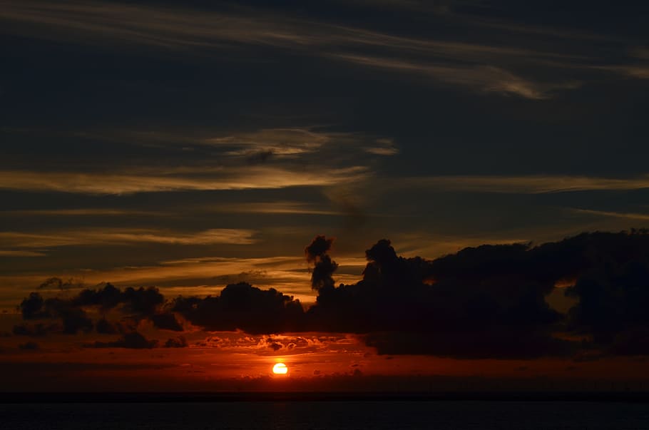 sunset, lighting, mood, borkum, evening sky, abendstimmung HD wallpaper