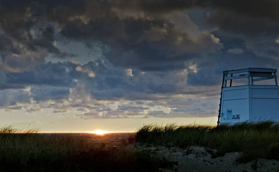 dawn, sunrise, beach, dramatic, clouds, landscape, martha's vineyard HD wallpaper