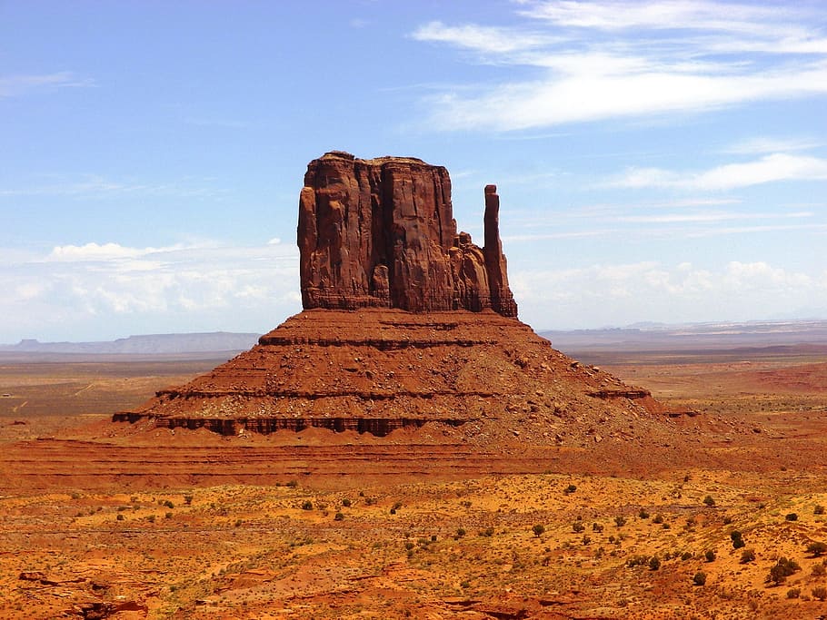 brown rock formation under cloudy sky, monument valley, rock formations, HD wallpaper