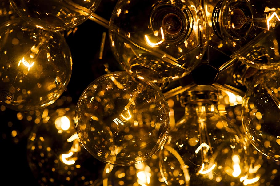 yellow light bulbs, electric, abstract, pattern, macro, lamp HD wallpaper