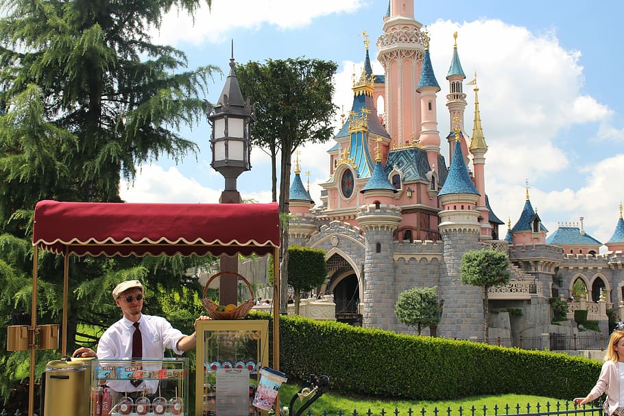 Disneyland Paris, Vacation, castle, holiday, architecture, building exterior, HD wallpaper