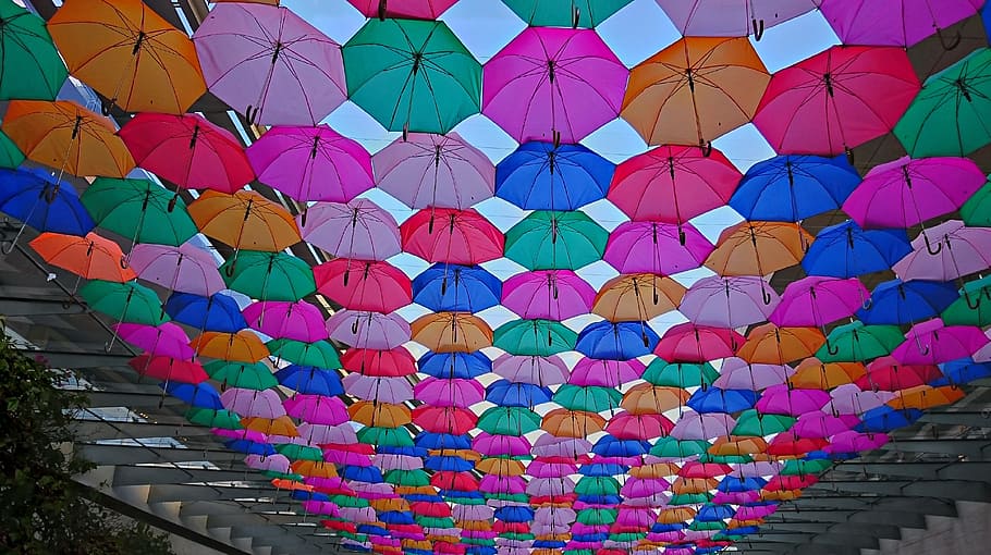 sunshade, summer, colors, spring, umbrella, plaza, laid back HD wallpaper