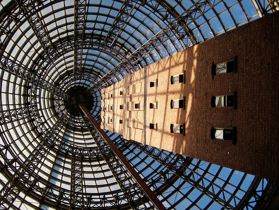 low angle view of brown high-rise building, architecture, low angle shot HD wallpaper