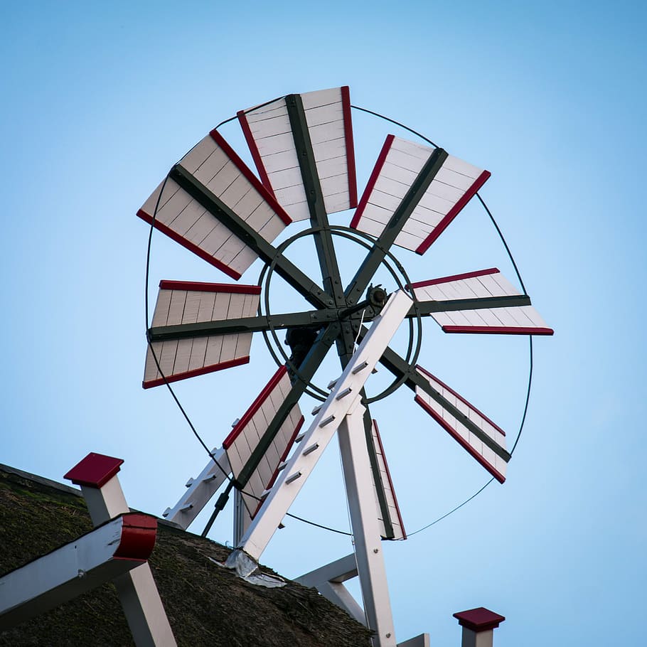 pinwheel, wind, turn, windmill, sky, blue, renewable energy HD wallpaper