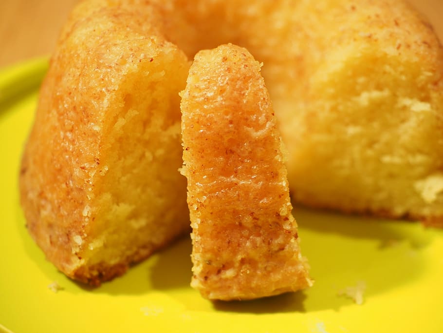 sliced pastry, cake, lemon cake, delicious, bake, benefit from HD wallpaper