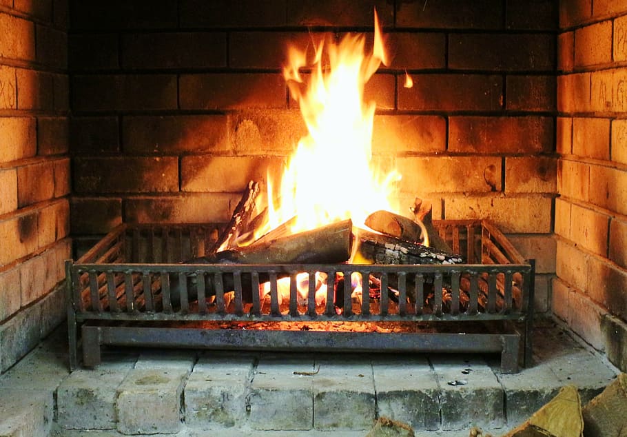 photo of fireplace, burn, warm, log, open fire, burning, fire - natural phenomenon HD wallpaper